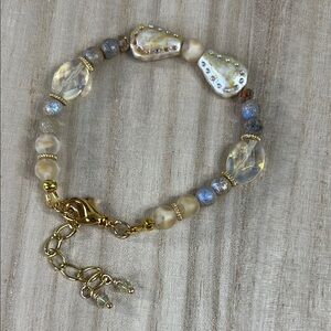 SOLD…Elegant Gold and Cream Beaded Bracelet